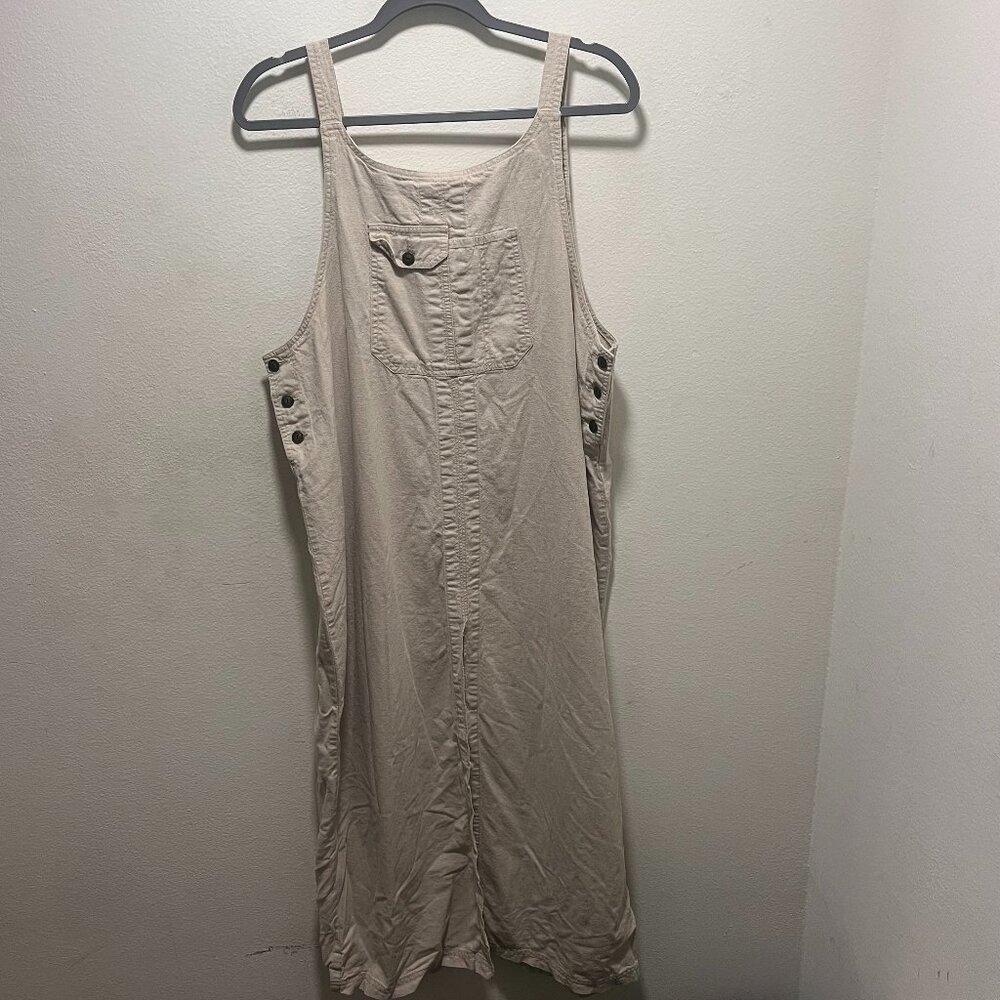 Expressions linen Oatmeal Women Overall Dress Tan Size Medium